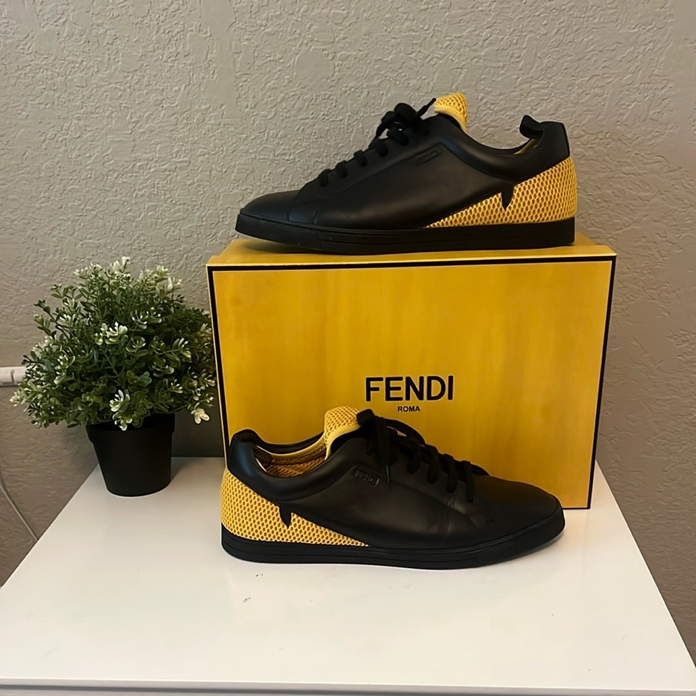 Fendi Black and Yellow Men's Sneakers